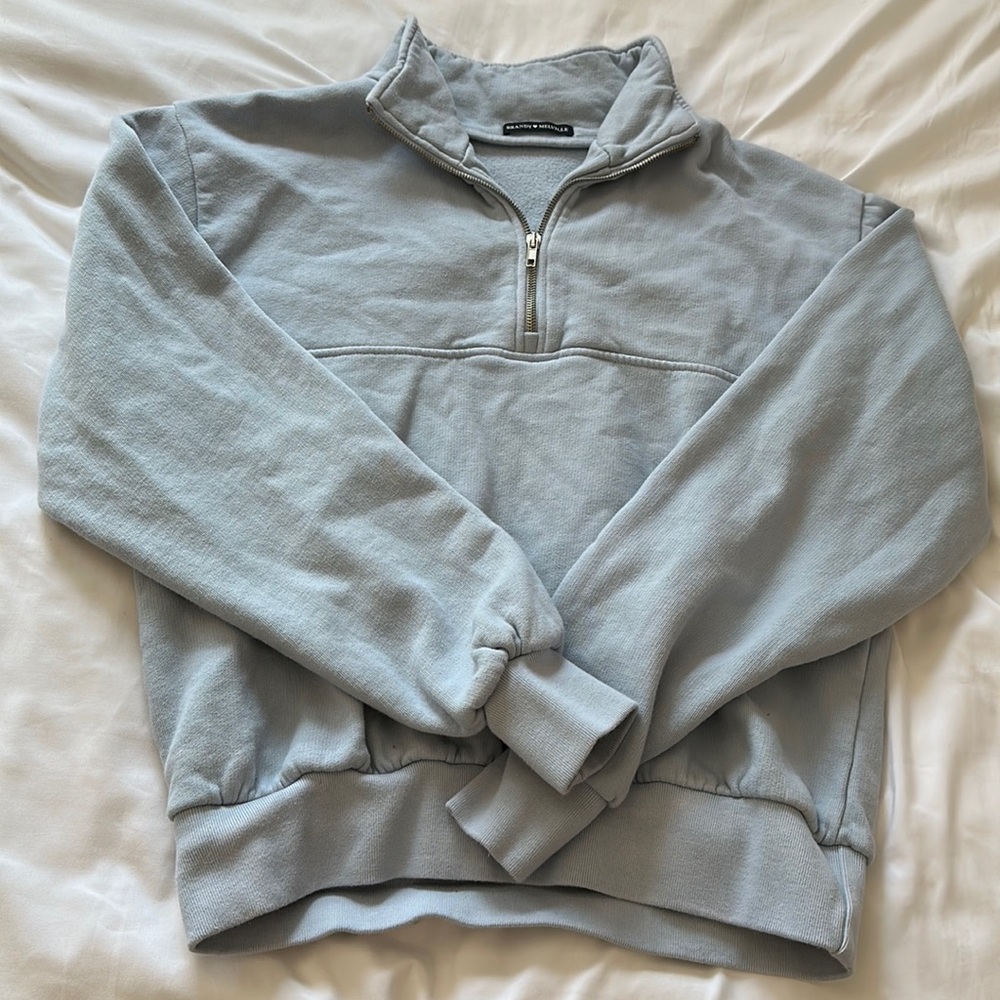 Brandy Melville Size Small (“One Size”) Half Zip Up Sweater Light Blue